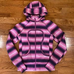 Lululemon Scuba hoodie, pink / purple / navy stripe